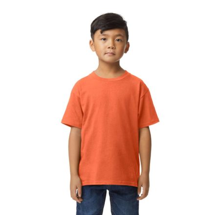 Softstyle rövid ujjú kereknyakú gyerekpóló, Gildan GIB65000, Orange-L