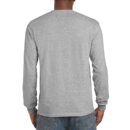 Hosszú ujjú pamut póló kerek nyakkivágással, Gildan GIH400, RS Sport Grey-2XL