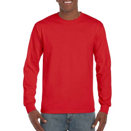 Hosszú ujjú pamut póló kerek nyakkivágással, Gildan GIH400, Sport Scarlet Red-XL