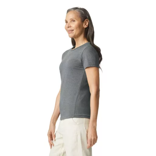 Softstyle testhez álló rövid ujjú női póló, Gildan GIL64000, Graphite Heather-M