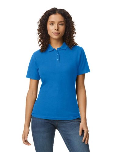 Galléros rövid ujjú karcsusított női póló, Gildan GIL64800-B3, Royal-XL