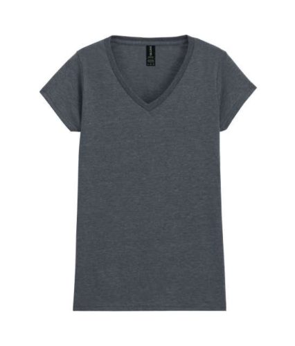 Gildan GIL64V00-EX  rövid ujjú V-nyakú softstyle Női póló Dark Heather-S