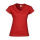 Gildan GIL64V00-EX  rövid ujjú V-nyakú softstyle Női póló Red-2XL