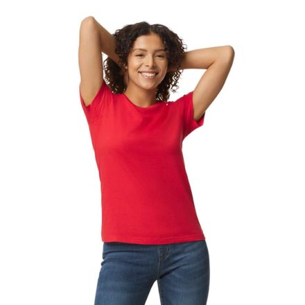 Softstyle kereknyakú rövid ujjú női póló, Gildan GIL65000, Red-S