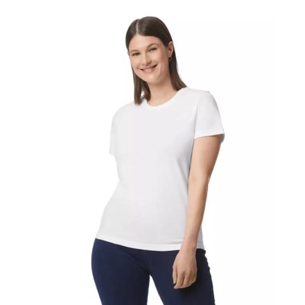 Softstyle kereknyakú rövid ujjú női póló, Gildan GIL65000, White-L