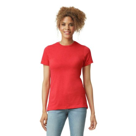 A-vonalú oldalvarrott kereknyakú női póló, Gildan GIL67000, Red Mist-M