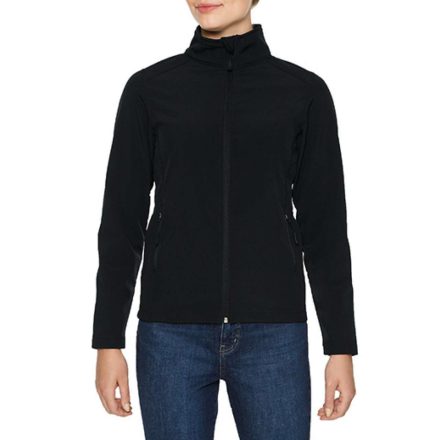 Karcsúsított softshell cipzáros női dzseki, Gildan GILSS800, Black-L