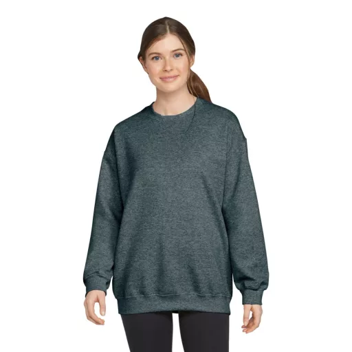 Környakú uniszex pulóver, Gildan GISF000, Dark Heather-L