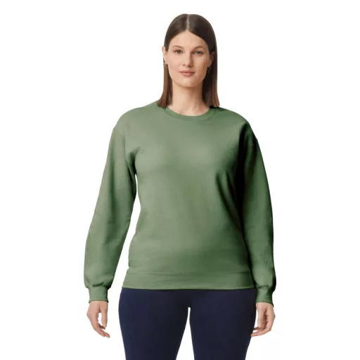 Környakú uniszex pulóver, Gildan GISF000, Military Green-M