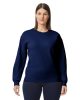 Környakú uniszex pulóver, Gildan GISF000, Navy-S