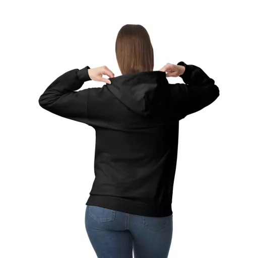 Softstyle kapucnis pulóver kenguruzsebbel, Gildan GISF500, Black-M