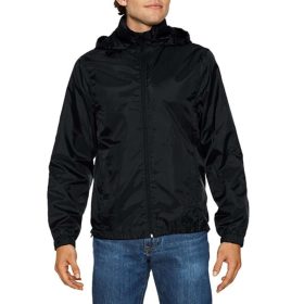   Hammer rejtett kapucnis unisex széldzseki , Gildan GIWR800, Black-S