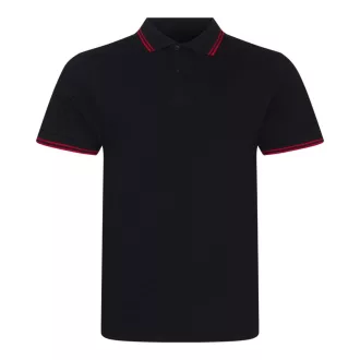   JP003 rövid ujjú sztreccs galléros férfi póló Just Polos, Black/Red-S