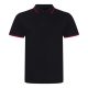 JP003 rövid ujjú sztreccs galléros férfi póló Just Polos, Black/Red-XL