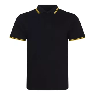   JP003 rövid ujjú sztreccs galléros férfi póló Just Polos, Black/Yellow-S