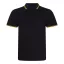 JP003 rövid ujjú sztreccs galléros férfi póló Just Polos, Black/Yellow-S