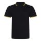 JP003 rövid ujjú sztreccs galléros férfi póló Just Polos, Black/Yellow-S