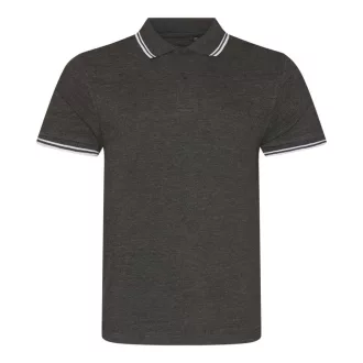   JP003 rövid ujjú sztreccs galléros férfi póló Just Polos, Charcoal/White-S