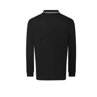   JP103 hosszú ujjú galléros pamut póló Just Polos, Deep Black/White-S