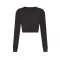 JT016 rövid derekú hosszú ujjú Női póló Just Ts, Heather Black-S