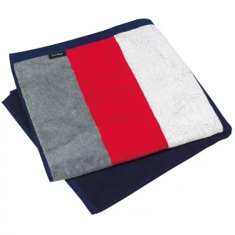   Uniszex  csíkos pamut velur fürdő törölköző, Kariban KA121, Grey/Red/White/Navy-90X180