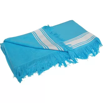   Női rojtos pamut frottír fürdőlepedő, Kariban KA128, Turquoise/White-100X180