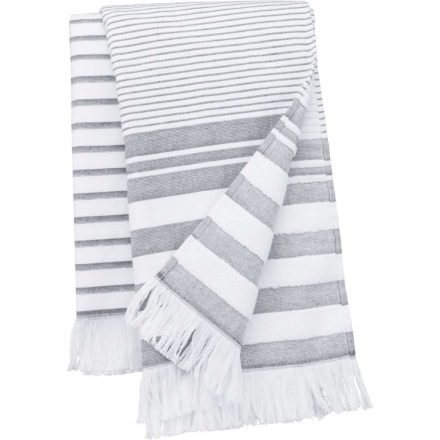 Uniszex  rojtos csíkos fürdőlepedő, Kariban KA132, Striped White/Smoke-100X180