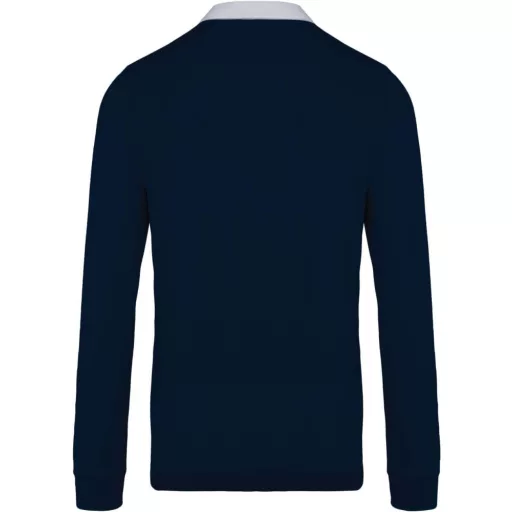 Férfi hosszú ujjú jersey pamut galléros póló, Kariban KA213, Navy/White-S