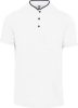 Férfi mandarin galléros rövid ujjú póló, Kariban KA223, White/Navy-S