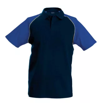   Férfi baseball galléros rövid ujjú piké póló, Kariban KA226, Navy/Royal Blue-2XL