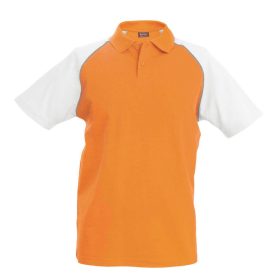   Férfi baseball galléros rövid ujjú piké póló, Kariban KA226, Orange/White-2XL