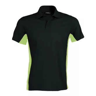   Férfi kétszínű rövid ujjú galléros piké póló, Kariban KA232, Black/Lime-2XL