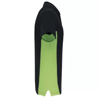   Férfi kétszínű rövid ujjú galléros piké póló, Kariban KA232, Black/Lime-2XL