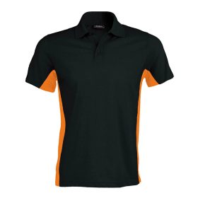   Férfi kétszínű rövid ujjú galléros piké póló, Kariban KA232, Black/Orange-2XL