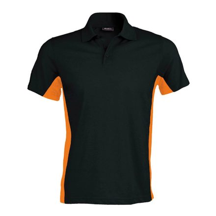 Férfi kétszínű rövid ujjú galléros piké póló, Kariban KA232, Black/Orange-2XL