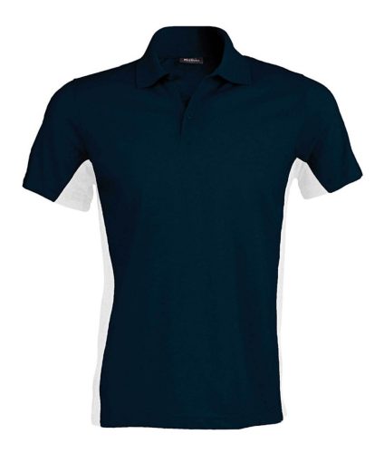 Férfi kétszínű rövid ujjú galléros piké póló, Kariban KA232, Navy/White-L