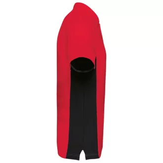   Férfi kétszínű rövid ujjú galléros piké póló, Kariban KA232, Red/Black-2XL