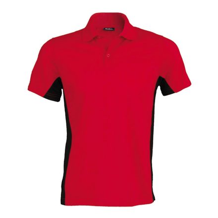 Férfi kétszínű rövid ujjú galléros piké póló, Kariban KA232, Red/Black-3XL
