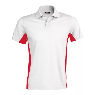   Férfi kétszínű rövid ujjú galléros piké póló, Kariban KA232, White/Red-2XL