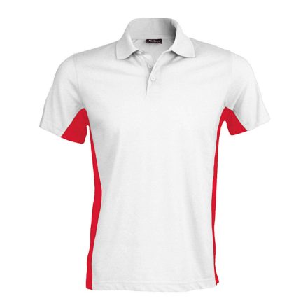 Férfi kétszínű rövid ujjú galléros piké póló, Kariban KA232, White/Red-L