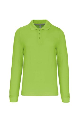Férfi hosszú ujjú galléros piké póló, Kariban KA243, Lime-4XL