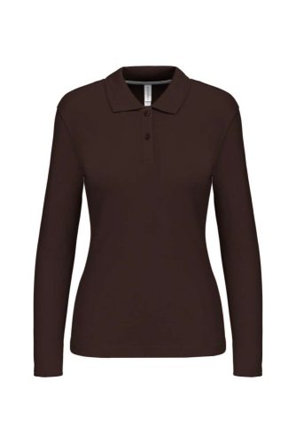 Női hosszú ujjú galléros piké póló, Kariban KA244, Chocolate-S