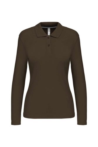 Női hosszú ujjú galléros piké póló, Kariban KA244, Dark Khaki-S