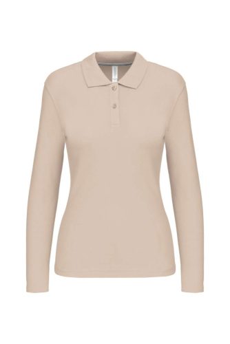 Női hosszú ujjú galléros piké póló, Kariban KA244, Light Sand-S