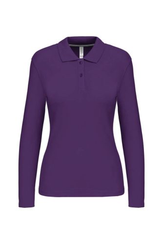 Női hosszú ujjú galléros piké póló, Kariban KA244, Purple-XL