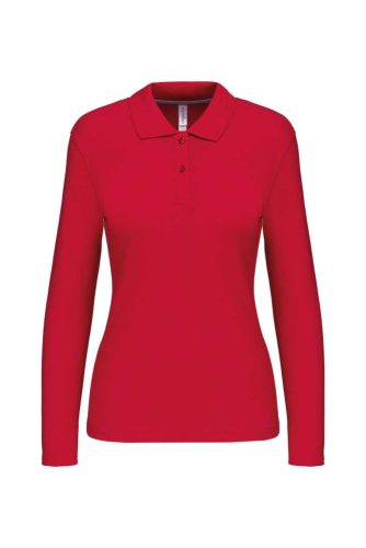Női hosszú ujjú galléros piké póló, Kariban KA244, Red-XL