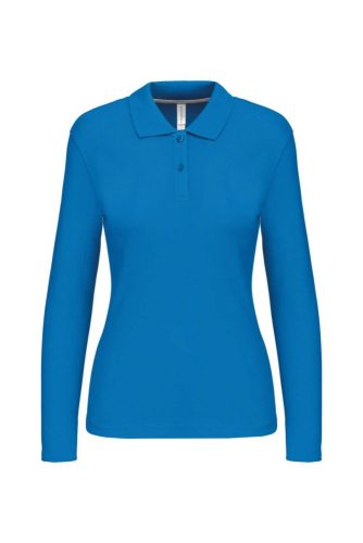 Női hosszú ujjú galléros piké póló, Kariban KA244, Tropical Blue-S