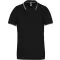 Férfi kontrasztcsíkos rövid ujjú galléros piké póló, Kariban KA250, Black/Light Grey/White-2XL