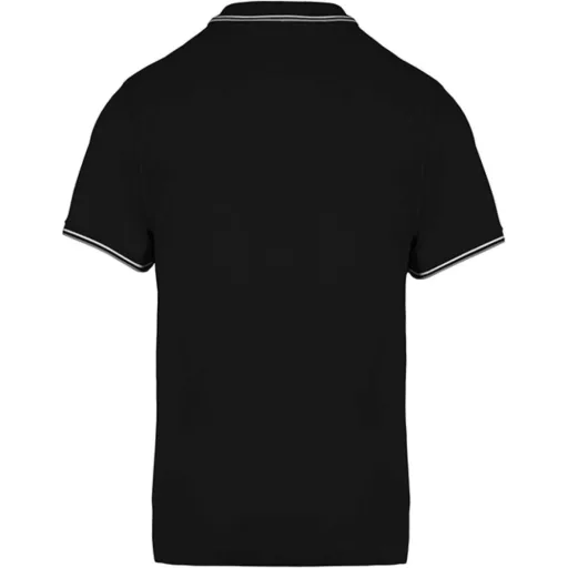 Férfi kontrasztcsíkos rövid ujjú galléros piké póló, Kariban KA250, Black/Light Grey/White-2XL