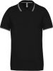 Férfi kontrasztcsíkos rövid ujjú galléros piké póló, Kariban KA250, Black/Light Grey/White-M